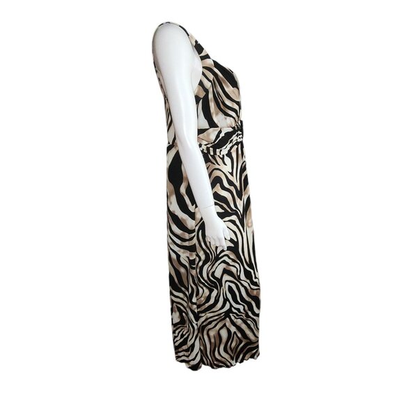 Enfocus Studio Dress Womens Size 14W Brown Black Animal Print Maxi Long Beaded - Picture 5 of 7